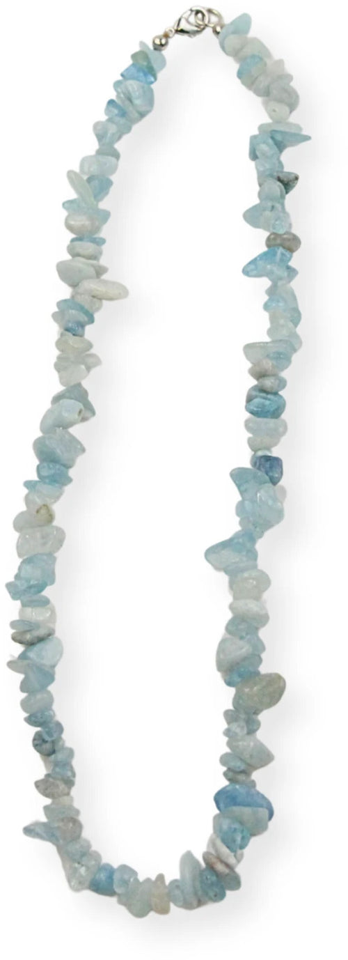 Akvamarin halsband med splitstenar, 5 till 10 mm
