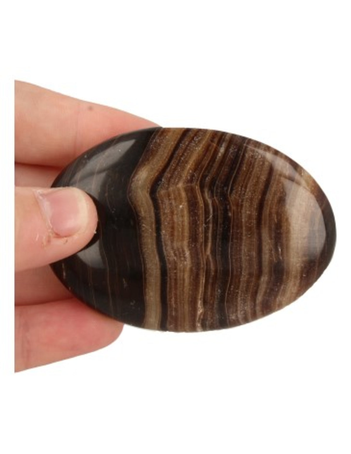Aragonit handsten, mörkbrun, 5 till 7 cm