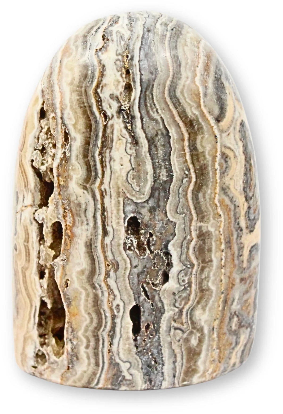 Aragonit zebra skulptur, 8,5 x 3,5 x 5,7 cm, nr 01