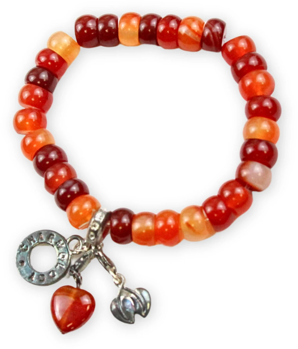 Karneol armband med berlocker, 18 cm