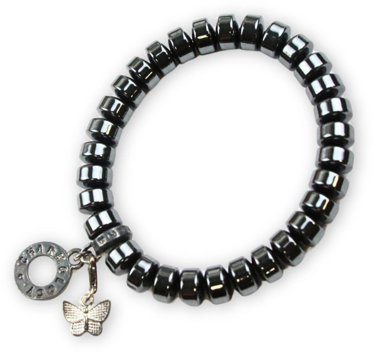 Hematit armband med berlocker, 18 cm