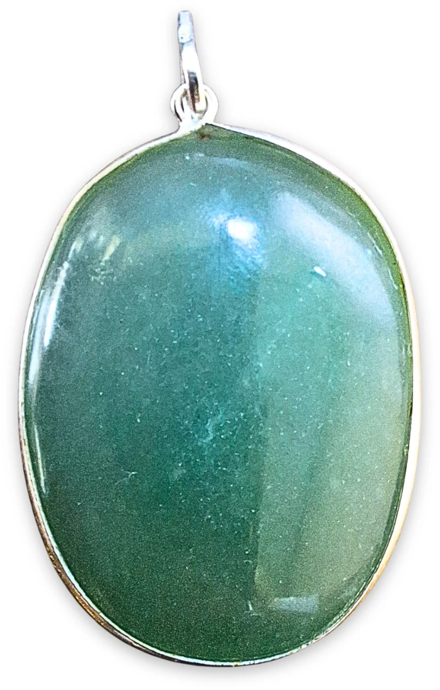 Grön aventurin hänge i silver, oval