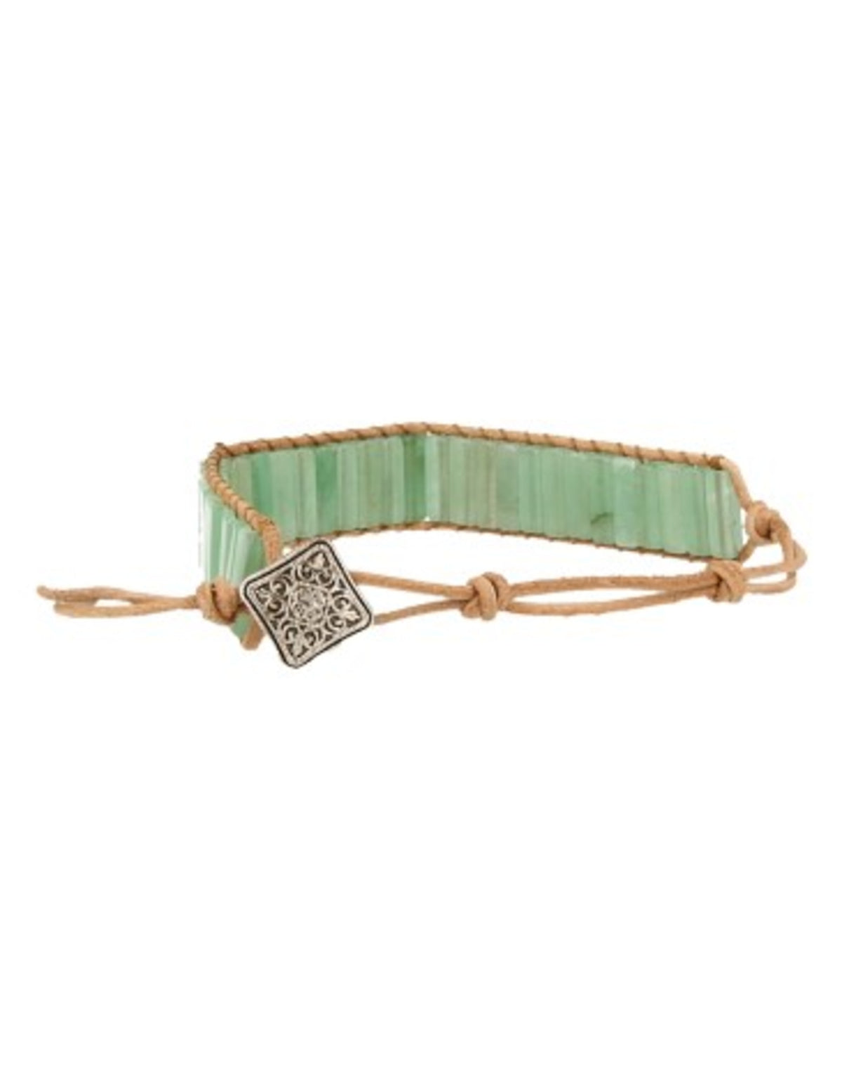 Grön aventurin armband i läder, gipsy
