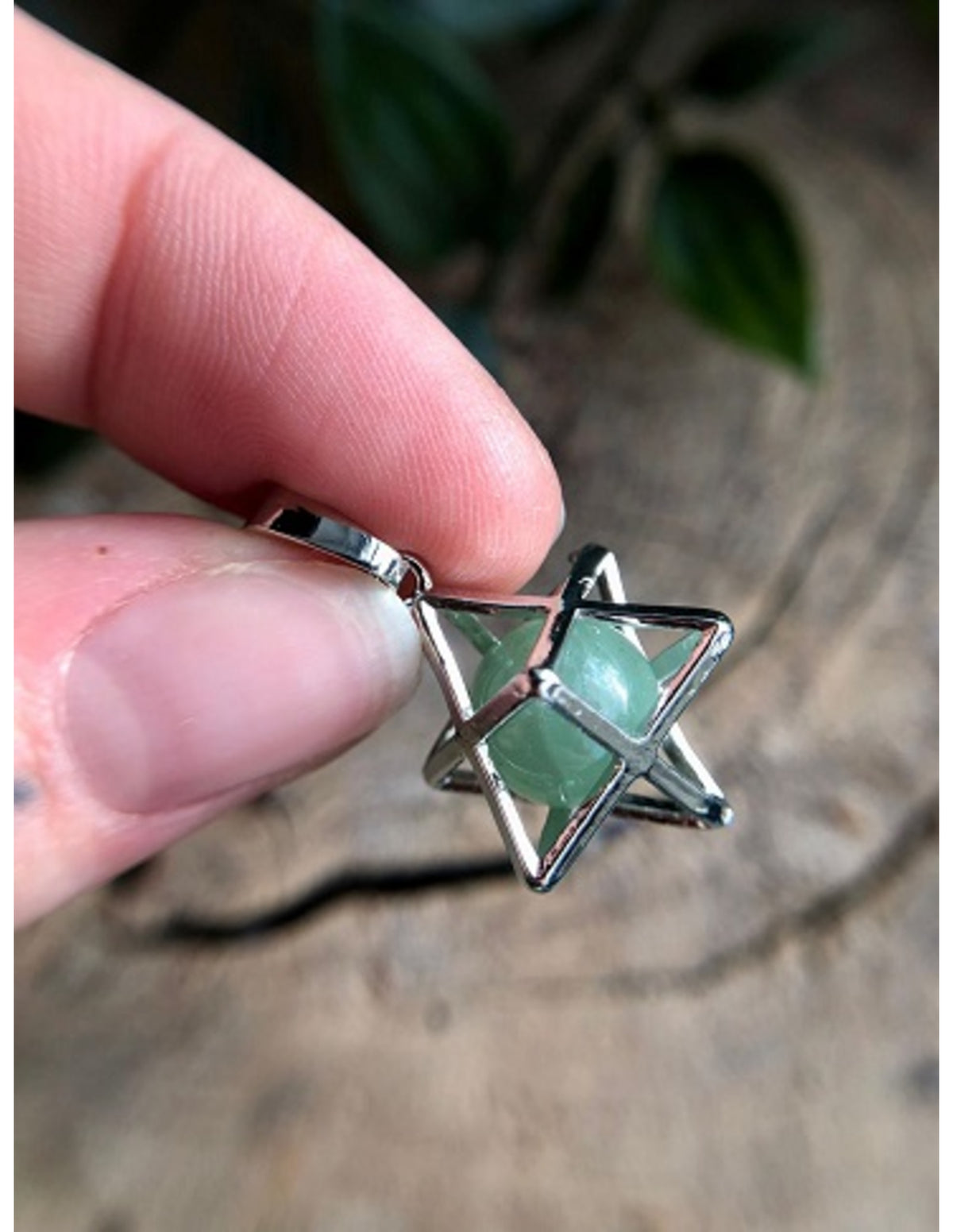 Grön aventurin hänge, merkaba i burform, 2,5 cm