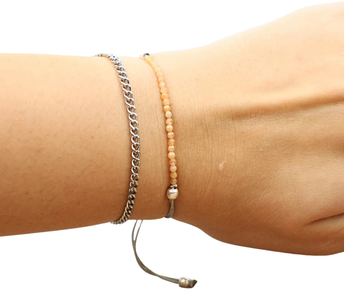 Persika aventurin armband, fasettslipade stenar