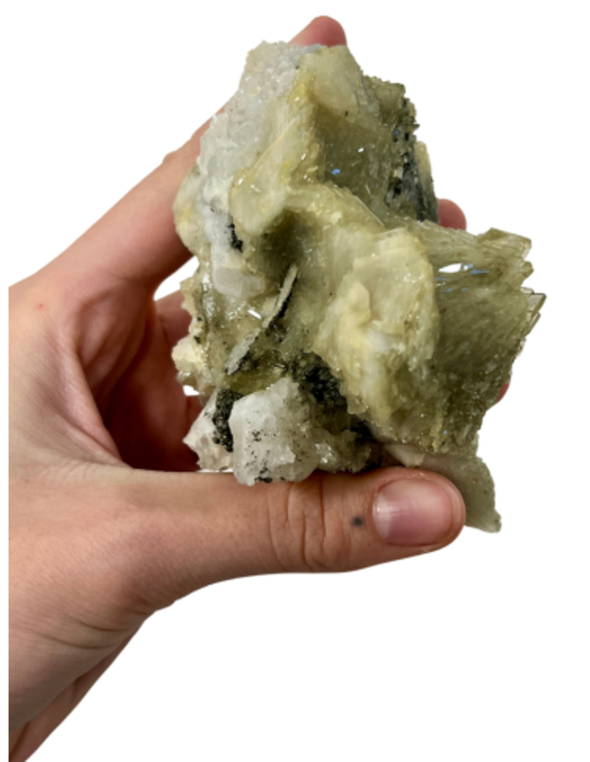 Baryt mineralprov med kalcit och kopparkis, 527 g, nr 3