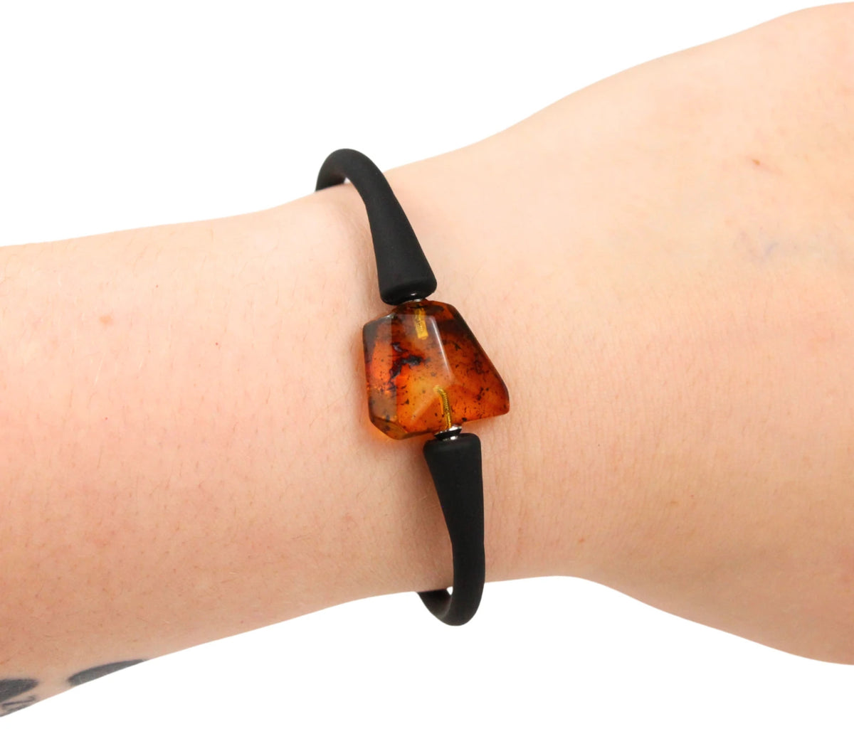 Bärnsten armband med silikonband, 16 cm