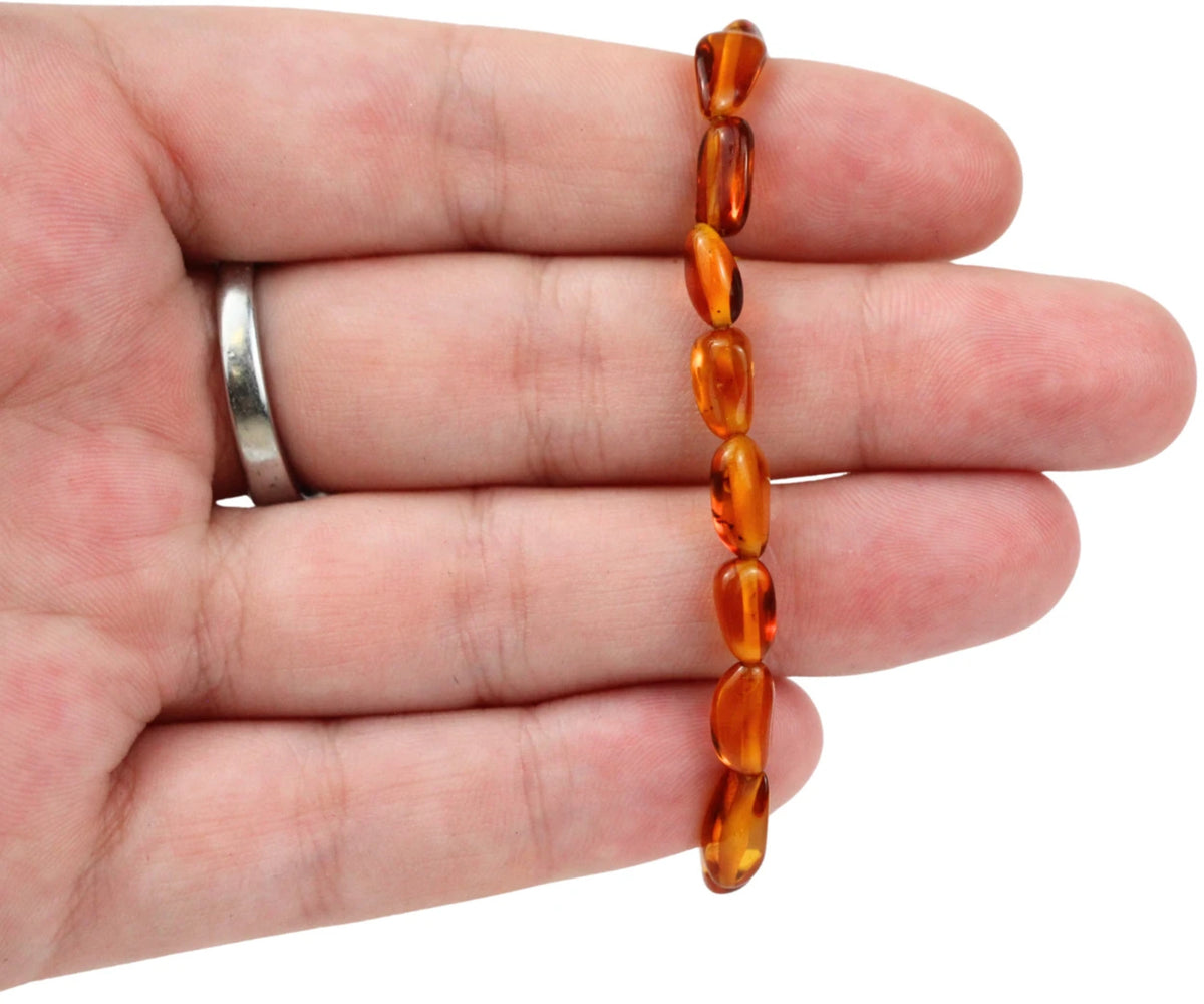 Bärnsten armband för barn, nuggets, cognac