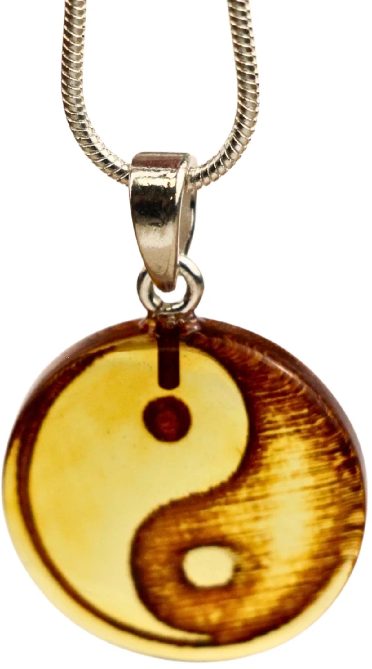 Bärnsten hänge med yin och yang, 925 silver, Litauen