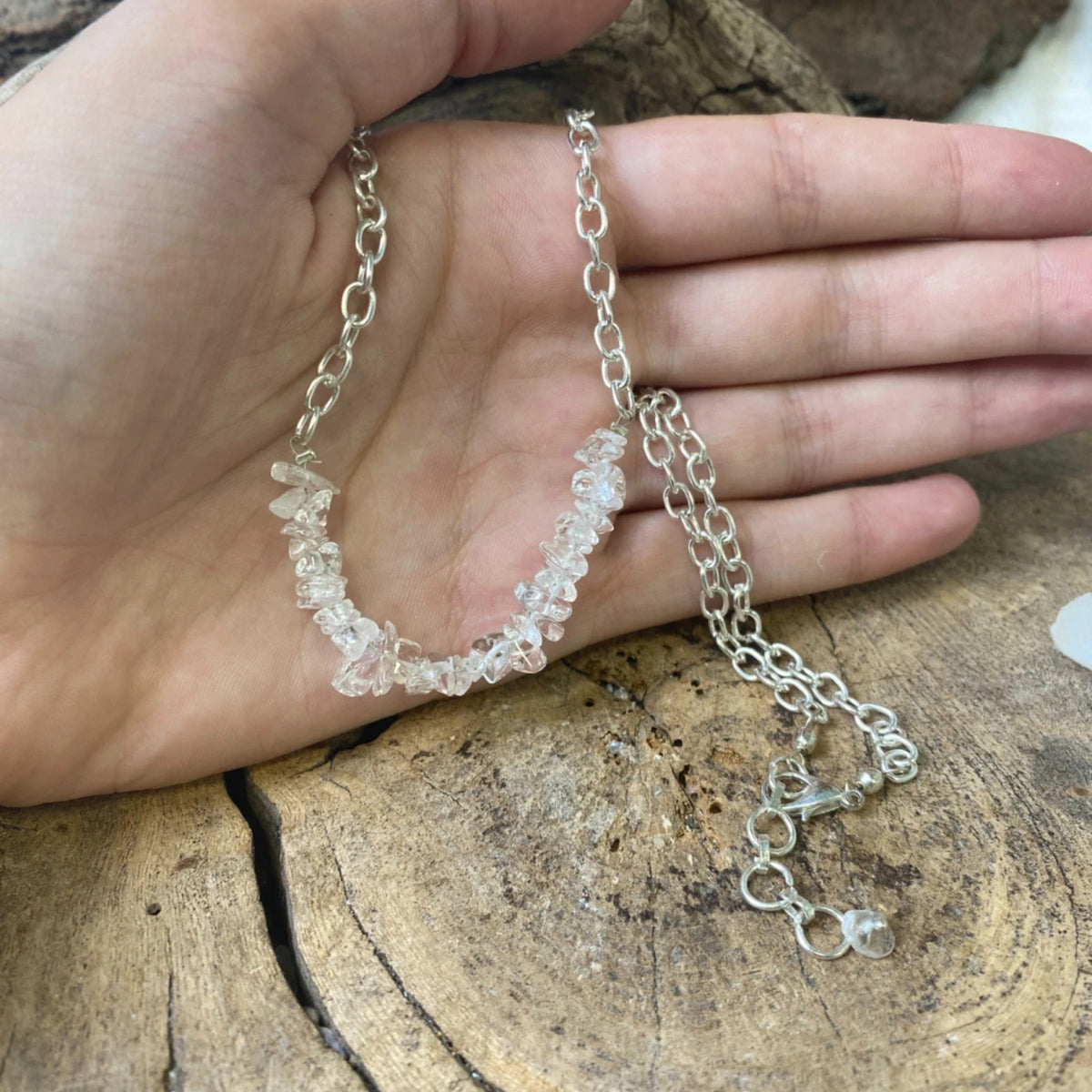 Bergkristall halsband, bar, justerbart