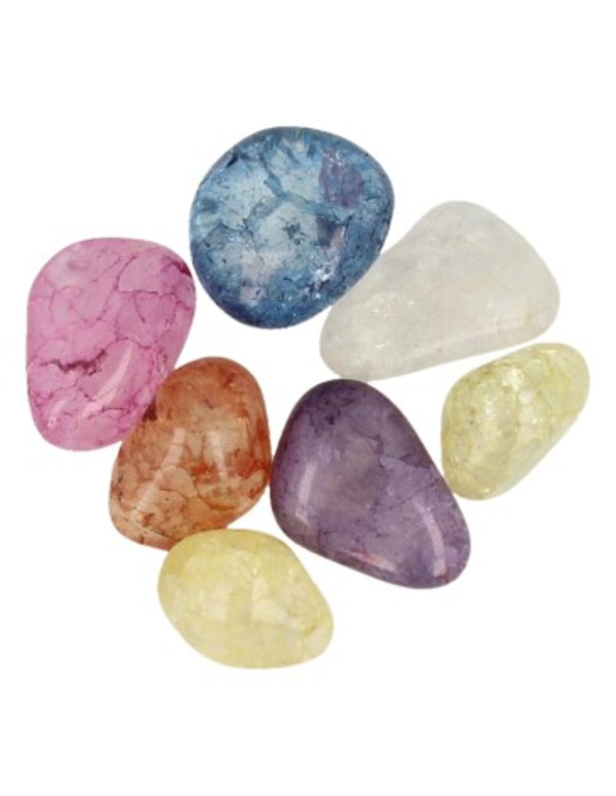 Bergkristall crackle trumlade stenar (färgade), 100 g