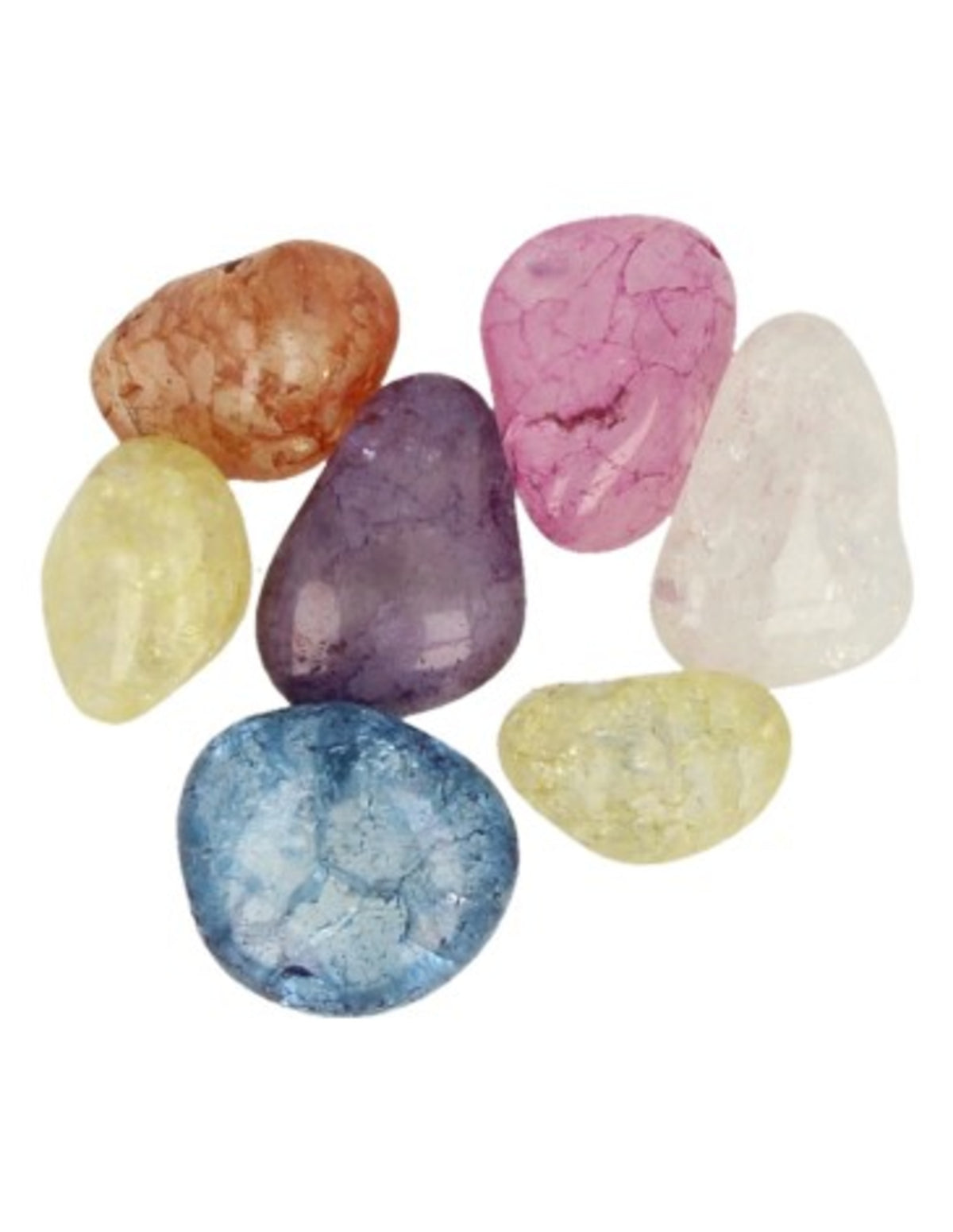 Bergkristall crackle trumlade stenar (färgade), 100 g