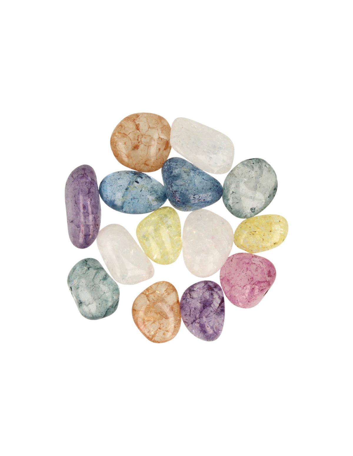 Bergkristall crackle trumlade stenar (färgade), 2 till 4 cm, 250 g