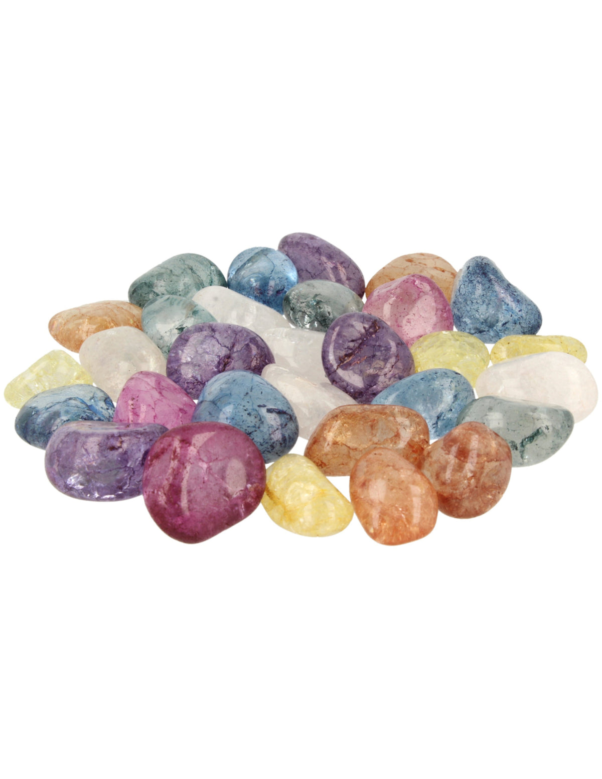 Bergkristall crackle trumlade stenar (färgade), 2 till 4 cm, 500 g