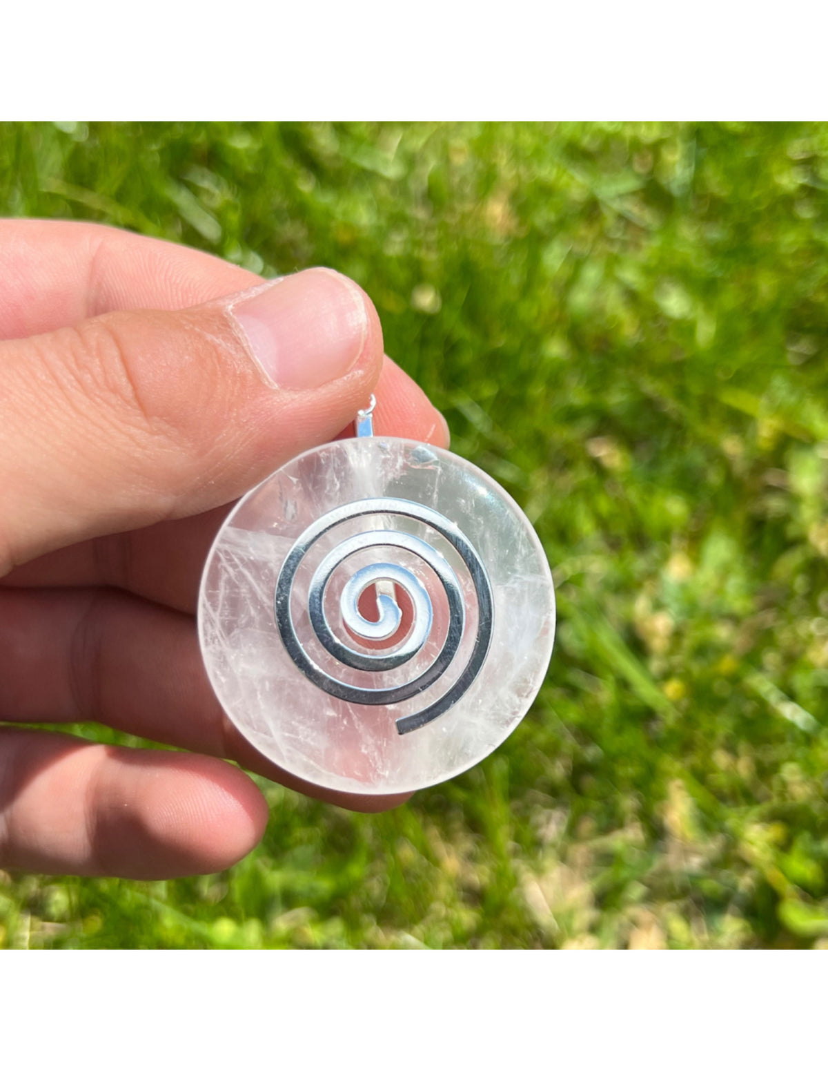 Bergkristall donut hänge, livsspiral, 4 cm