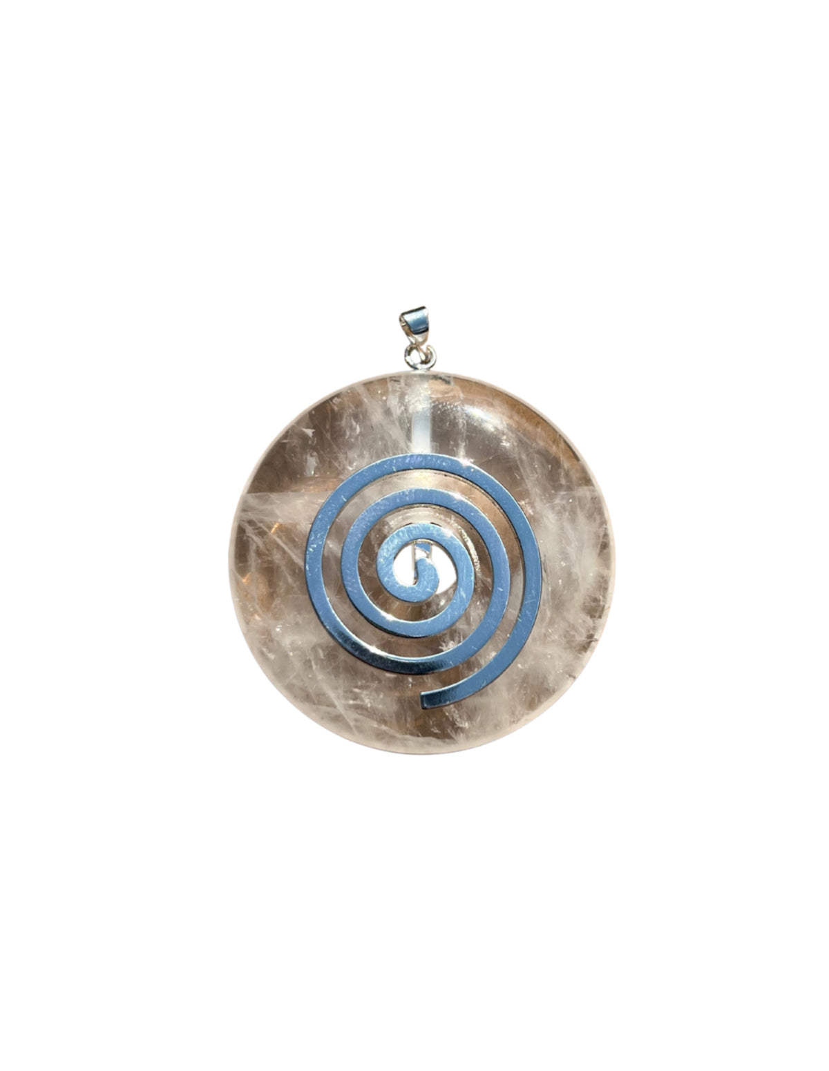 Bergkristall donut hänge, livsspiral, 4 cm
