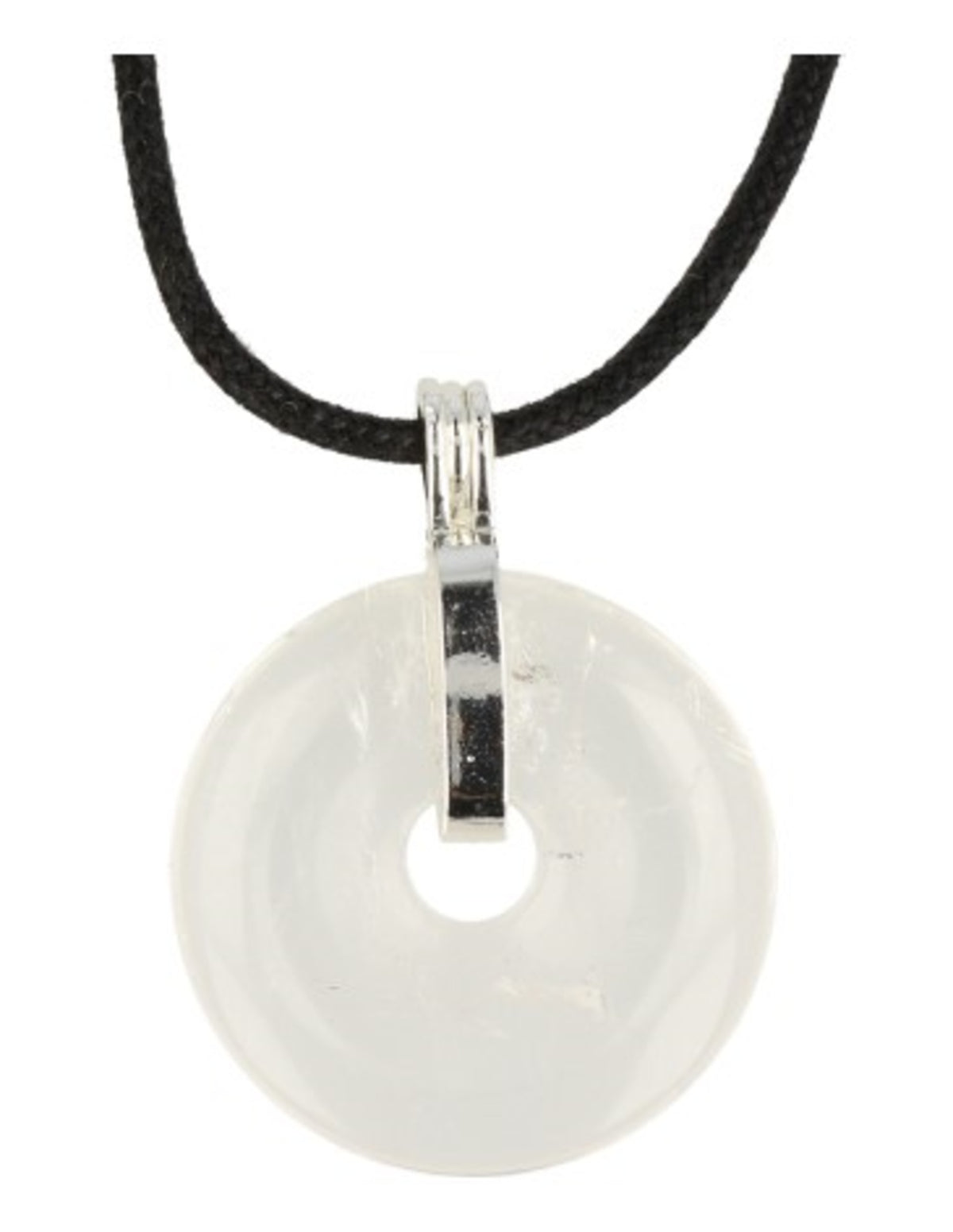Bergkristall hänge, donut, 30 mm, justerbart band