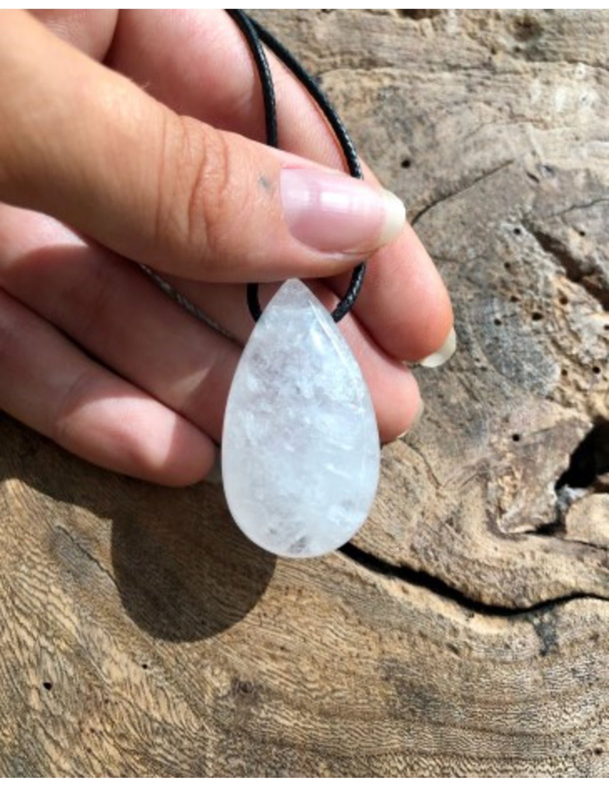 Bergkristall droppe hänge, 4 cm, genomborrat