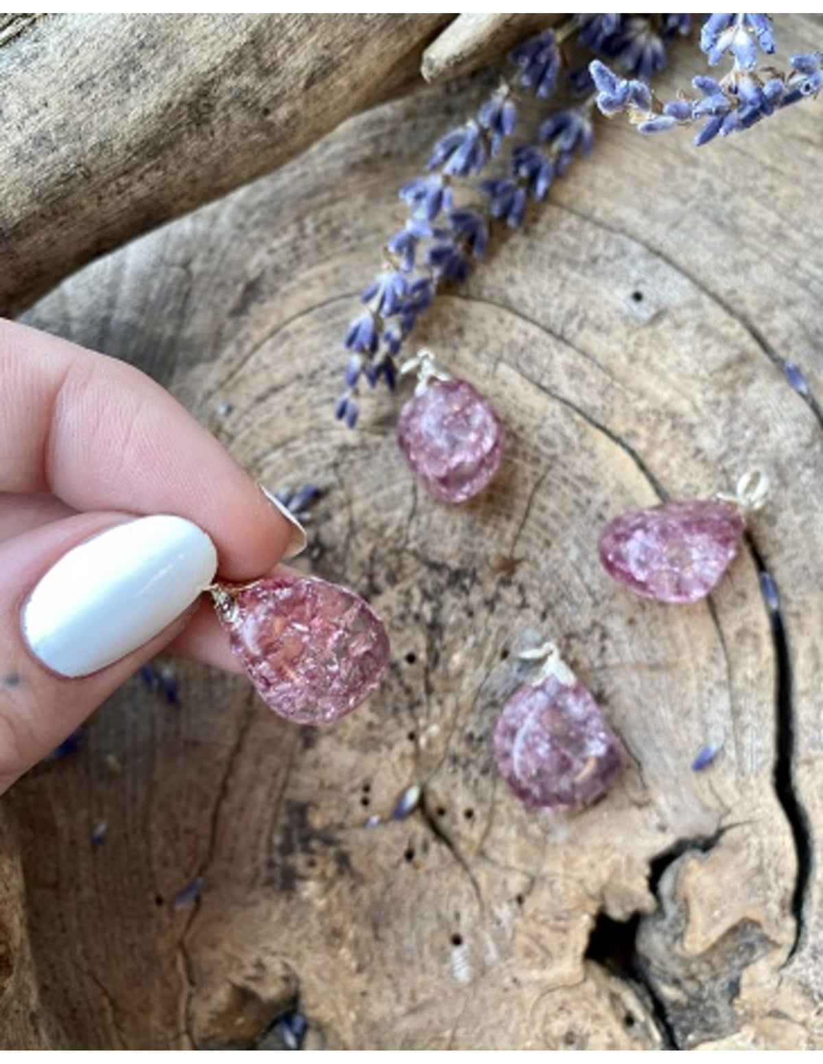 Bergkristall hänge, crackle, rosa (färgat)
