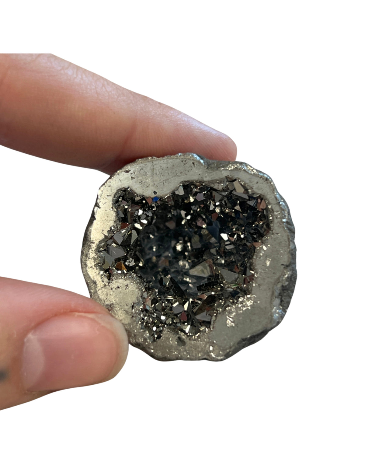 Bergkristall geod, silverfärgad (belagd), 2,5 till 5 cm