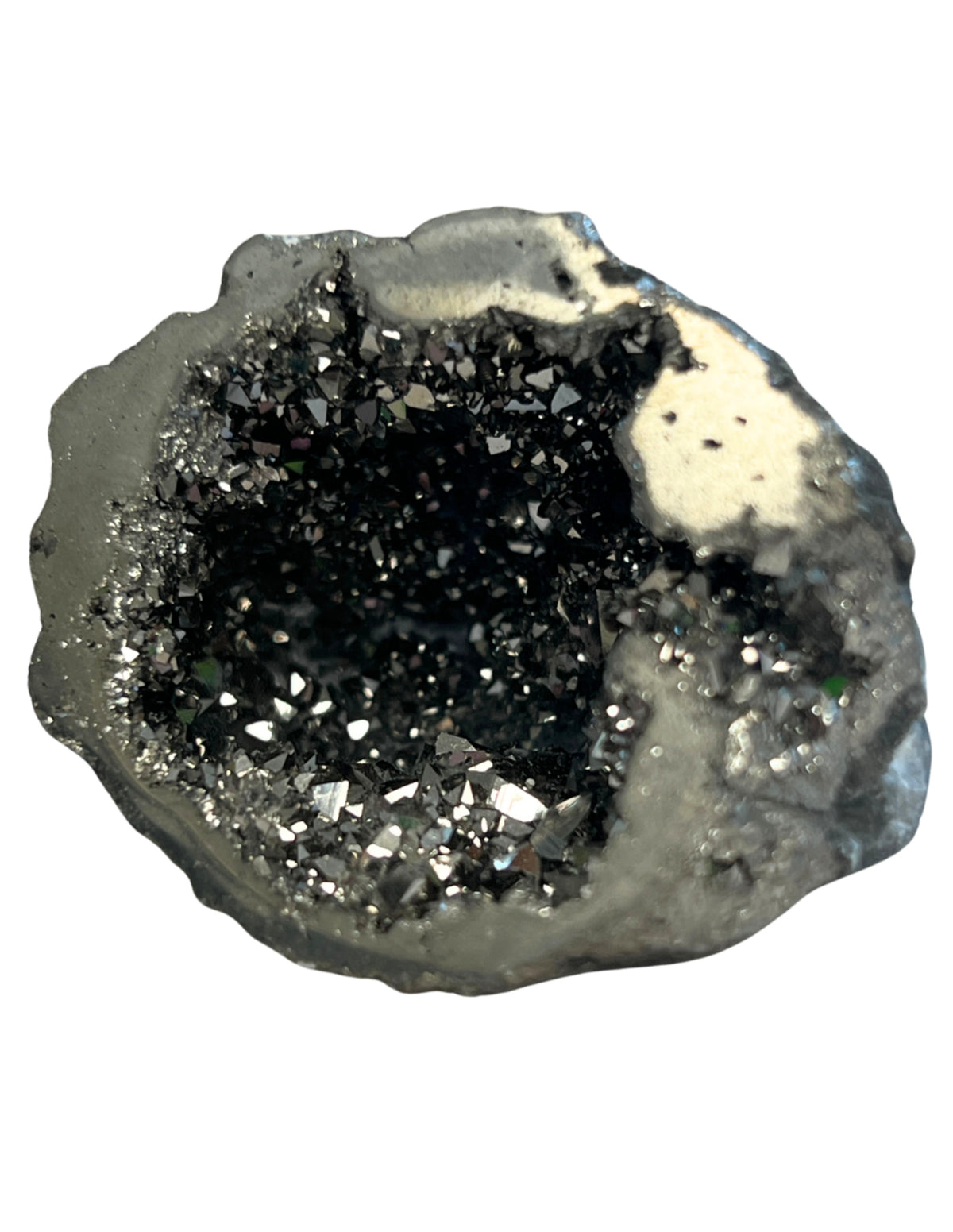 Bergkristall geod, silverfärgad (belagd), 2,5 till 5 cm