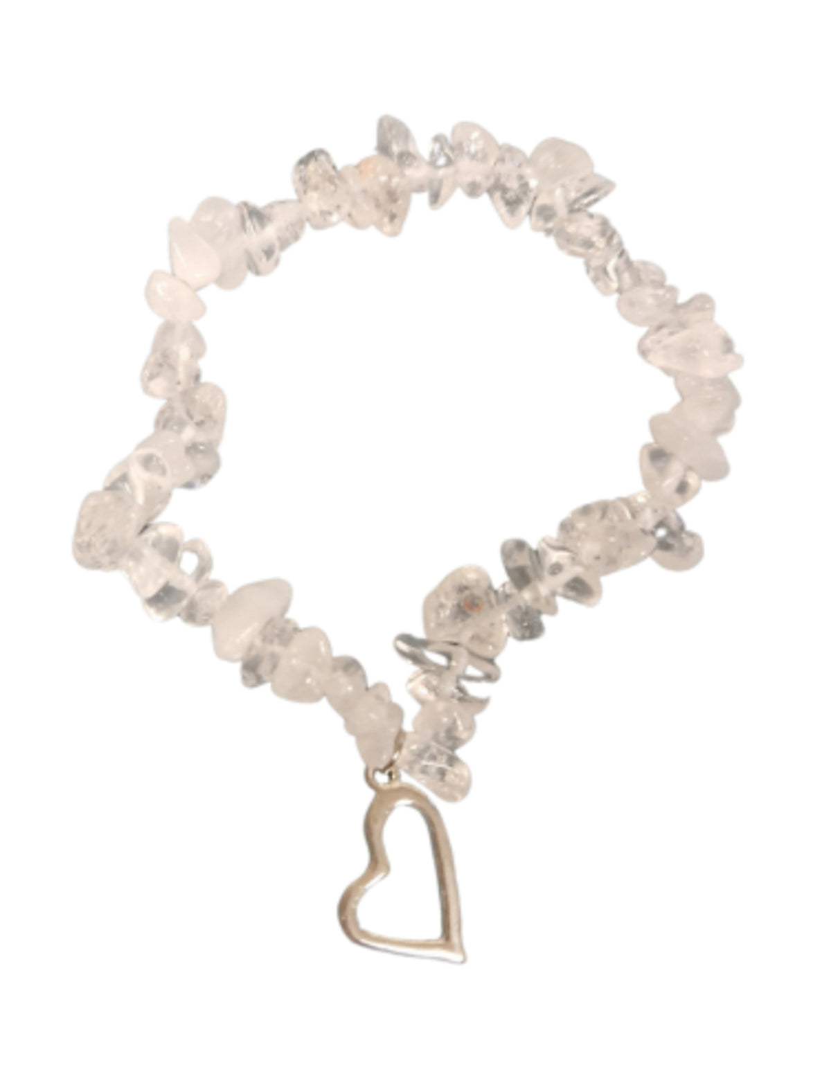 Bergkristall armband med hjärtberlock, splitstenar