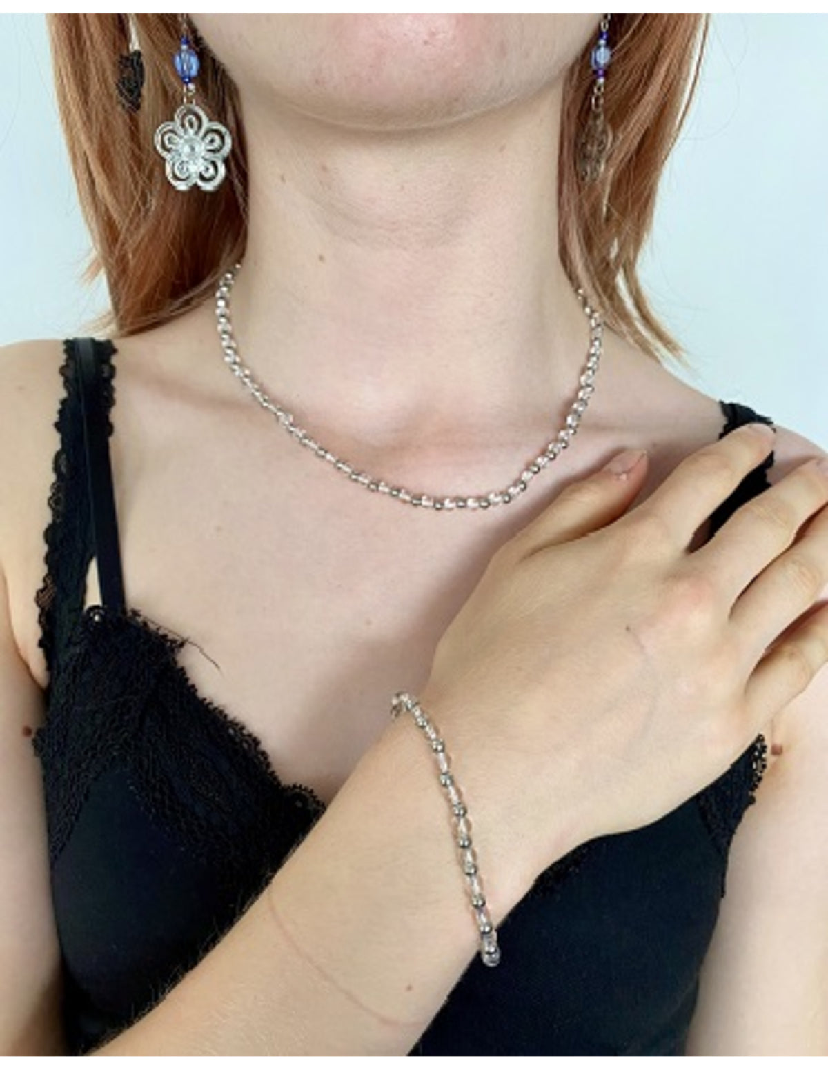 Bergkristall halsband, Ibiza love, 45 cm