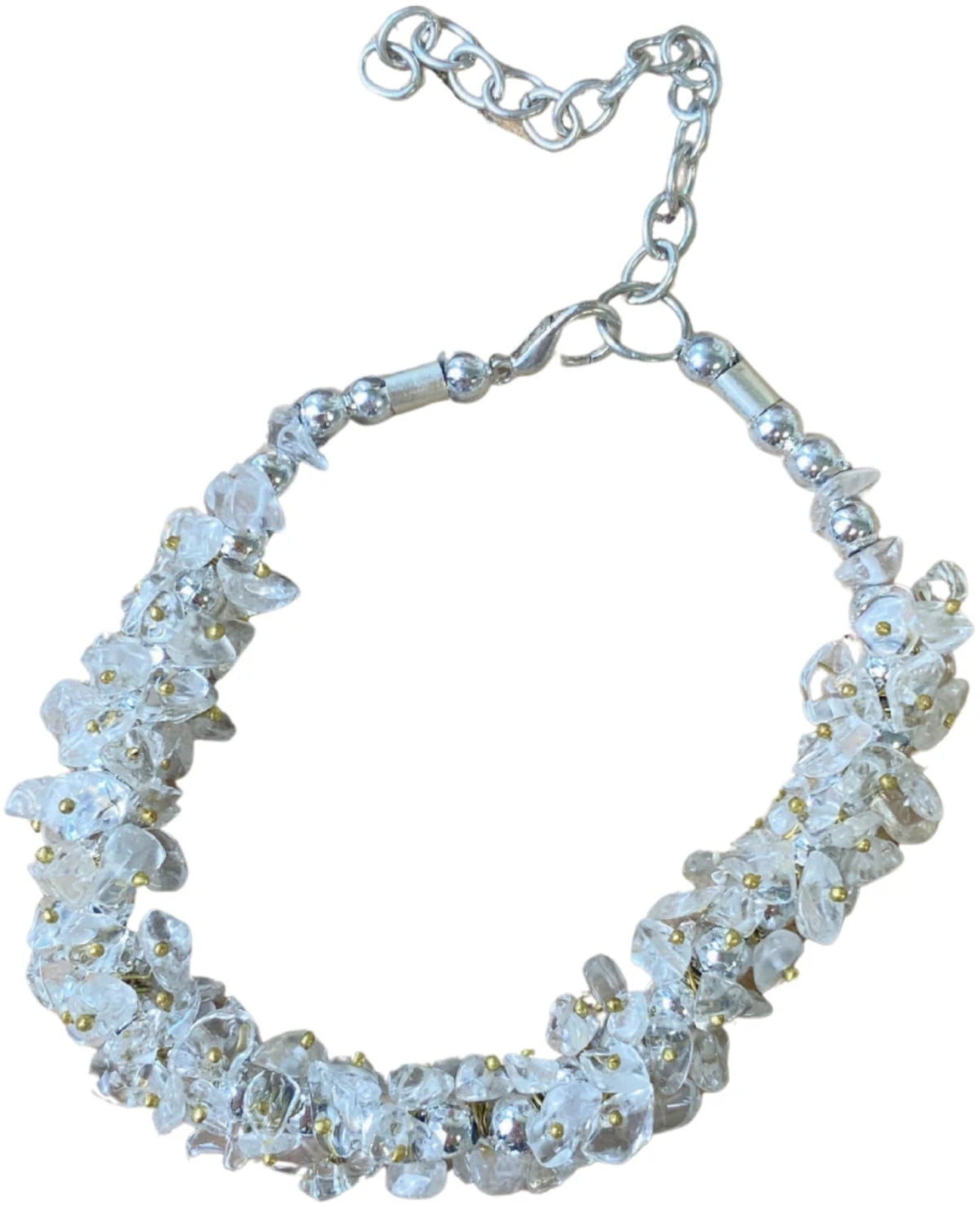 Bergkristall armband, splitstenar i kluster, 19 cm