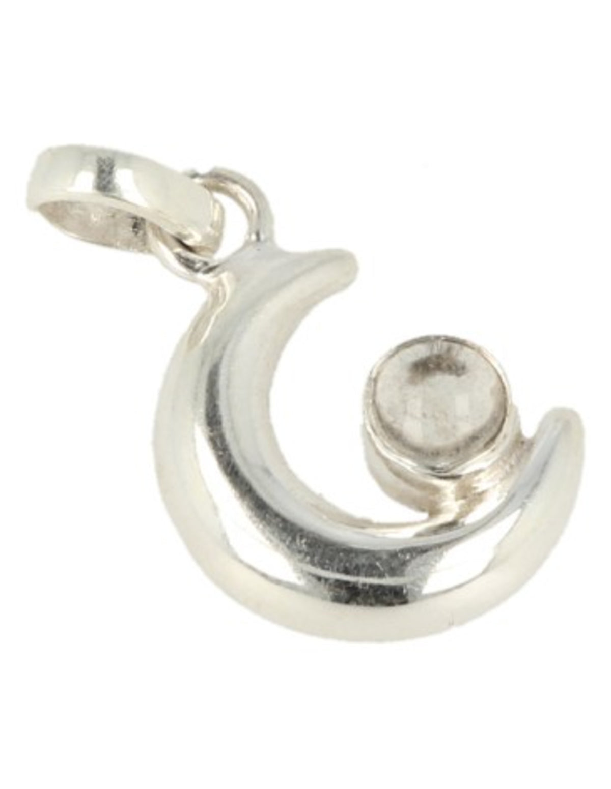 Bergkristall hänge i silver, måne, 2,3 cm