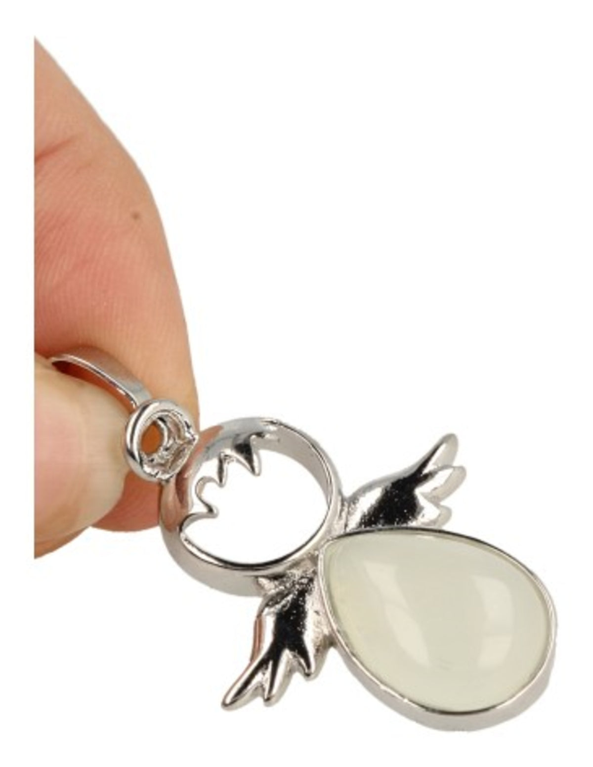 Serpentin ängel hänge, silverfärgad, maj, 3,5 cm, utan kedja
