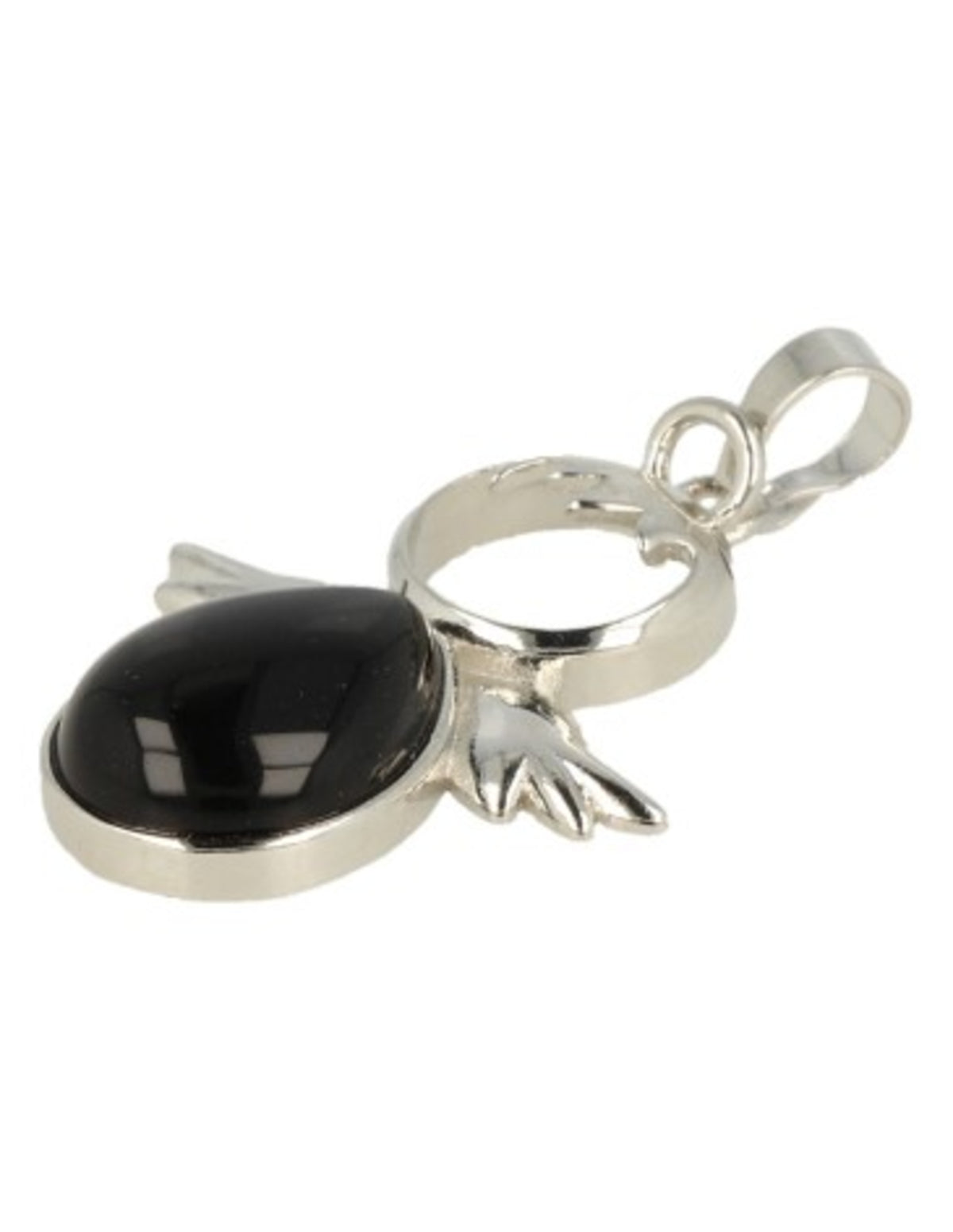 Obsidian ängel hänge, svart och silverfärgad, april, löst