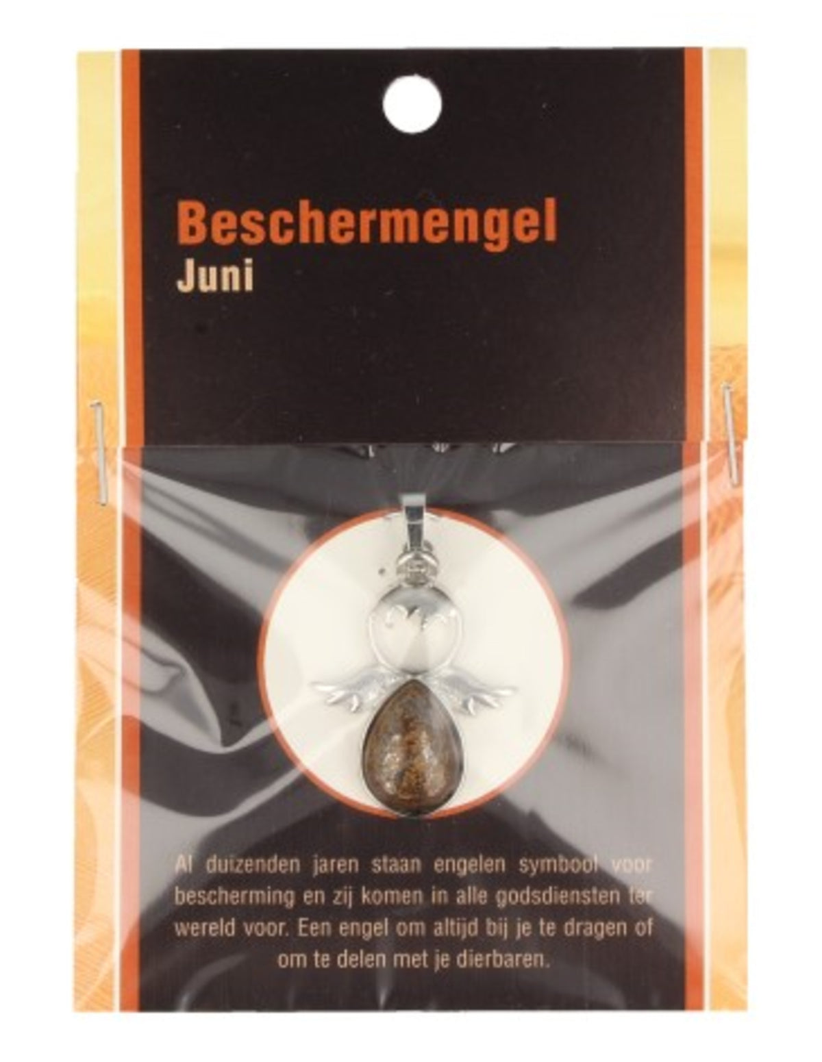 Bronsit skyddsängel hänge, juni, 3,5 cm, På kort