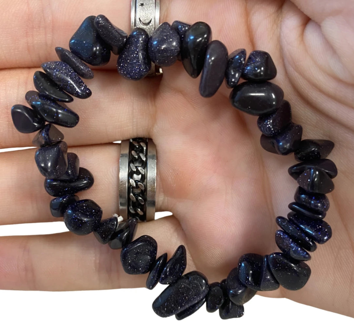 Blå guldsten armband med splitstenar (glas)