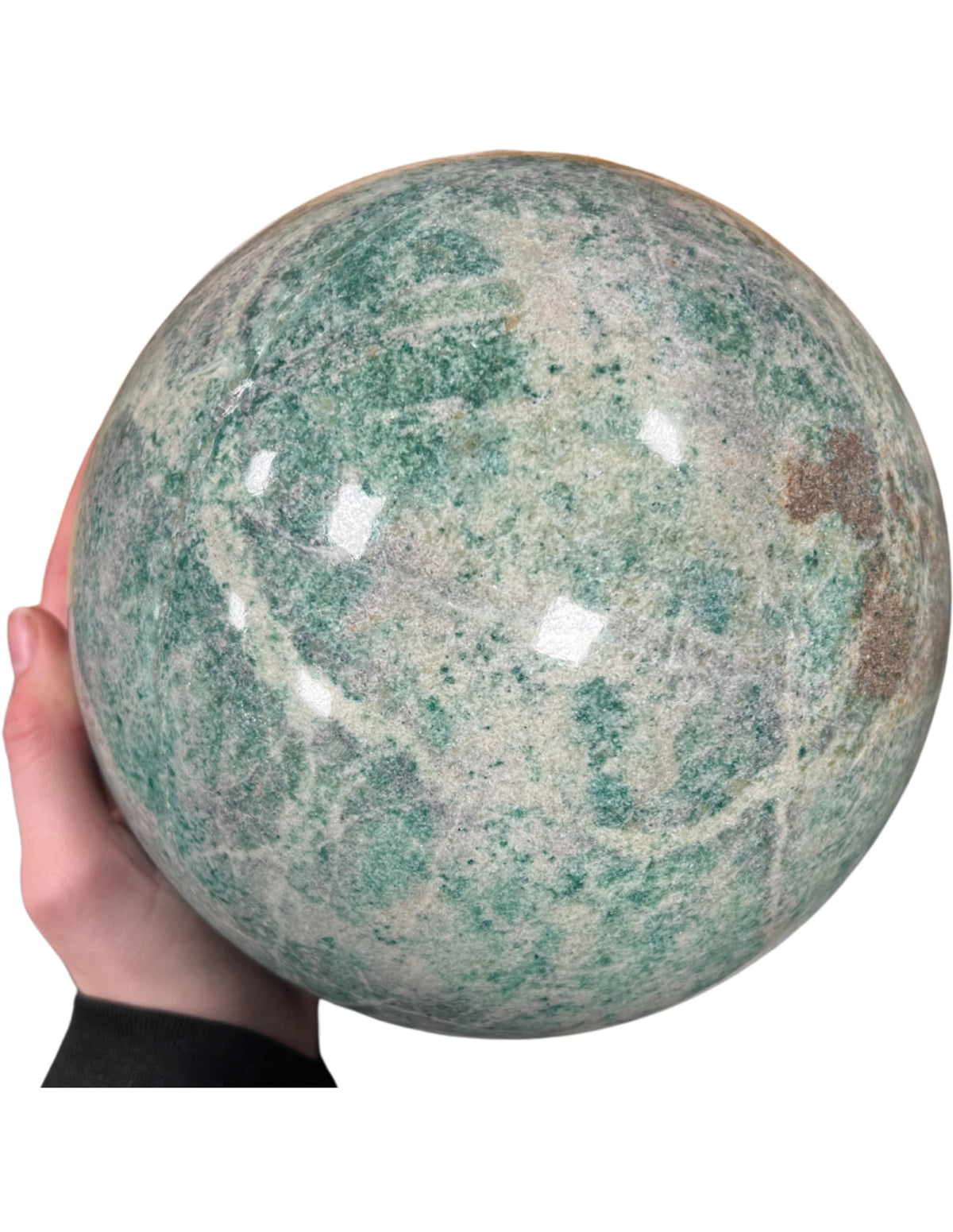 Grön kvarts kula, polerad, 19 cm, 12,5 kg