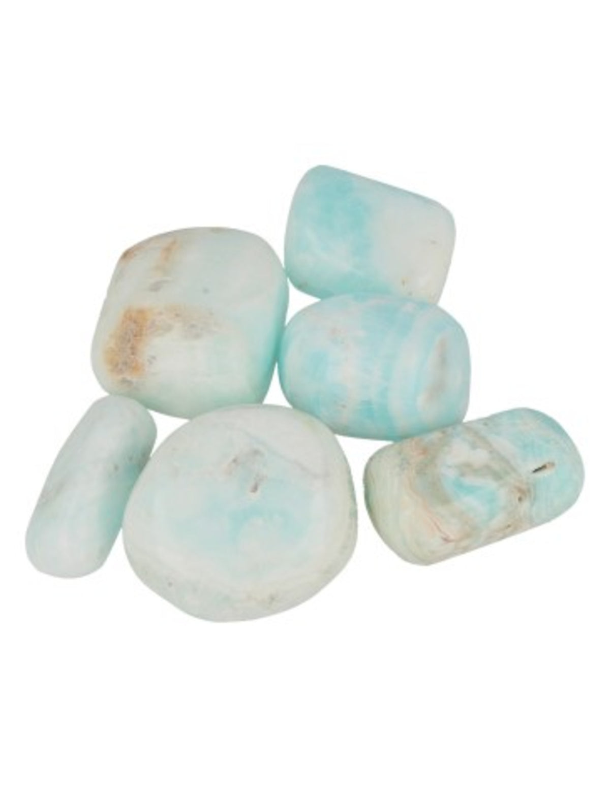 Blå kalcit trumlade stenar, Caribbean blue, 200 g