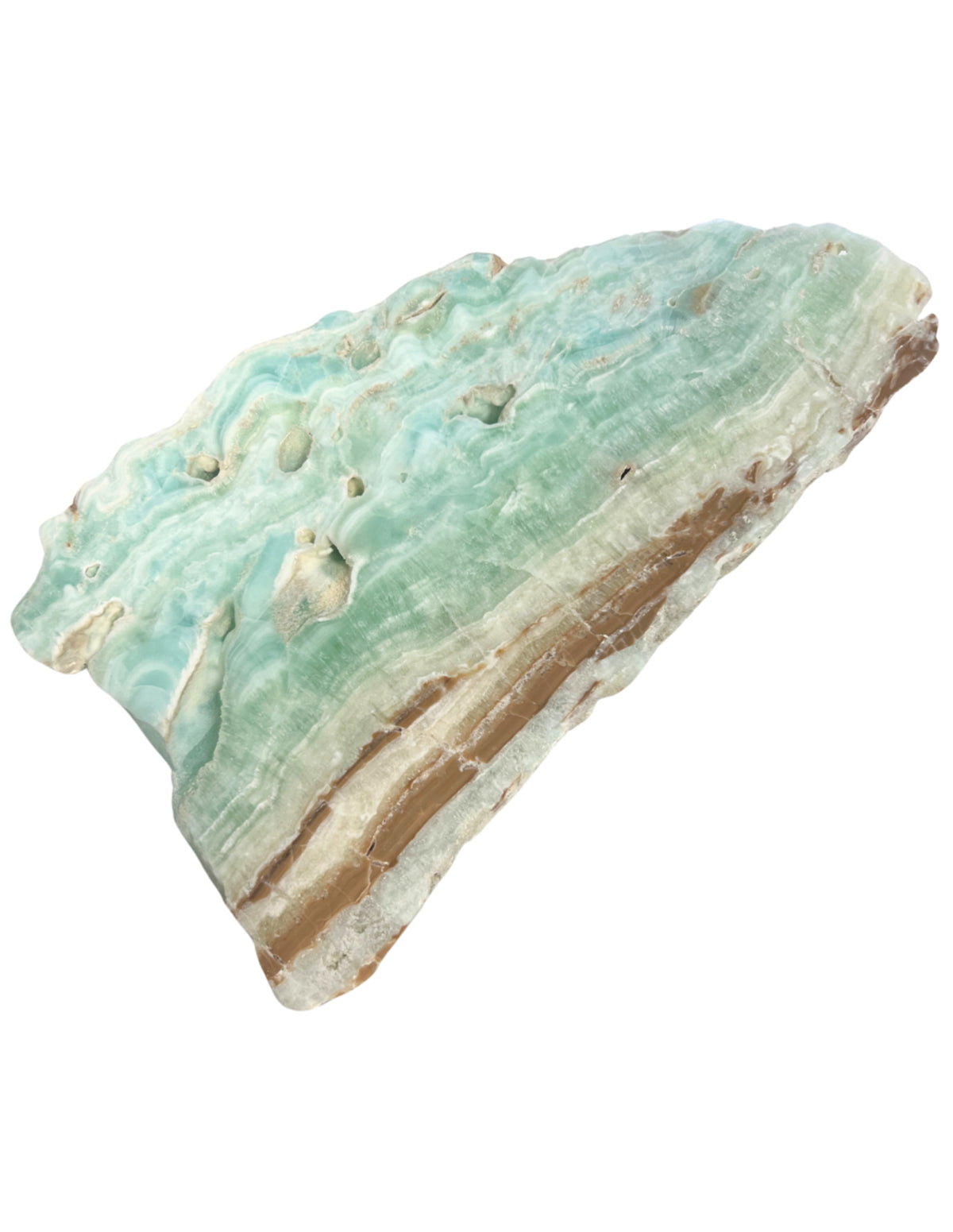 Blå kalcit skiva, Caribbean blue, 22,5 x 13 cm, nr 07