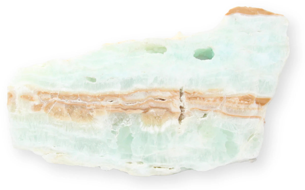 Blå kalcit skiva, Caribbean blue, 10,5 x 19,5 cm, nr 10