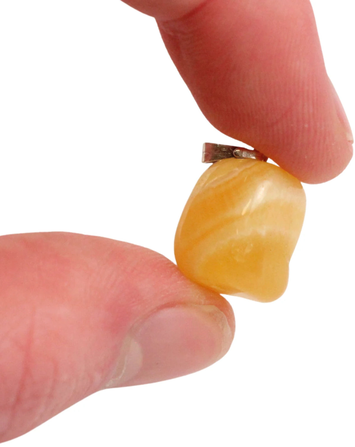 Gul kalcit hänge, borrad sten, 1,5 cm