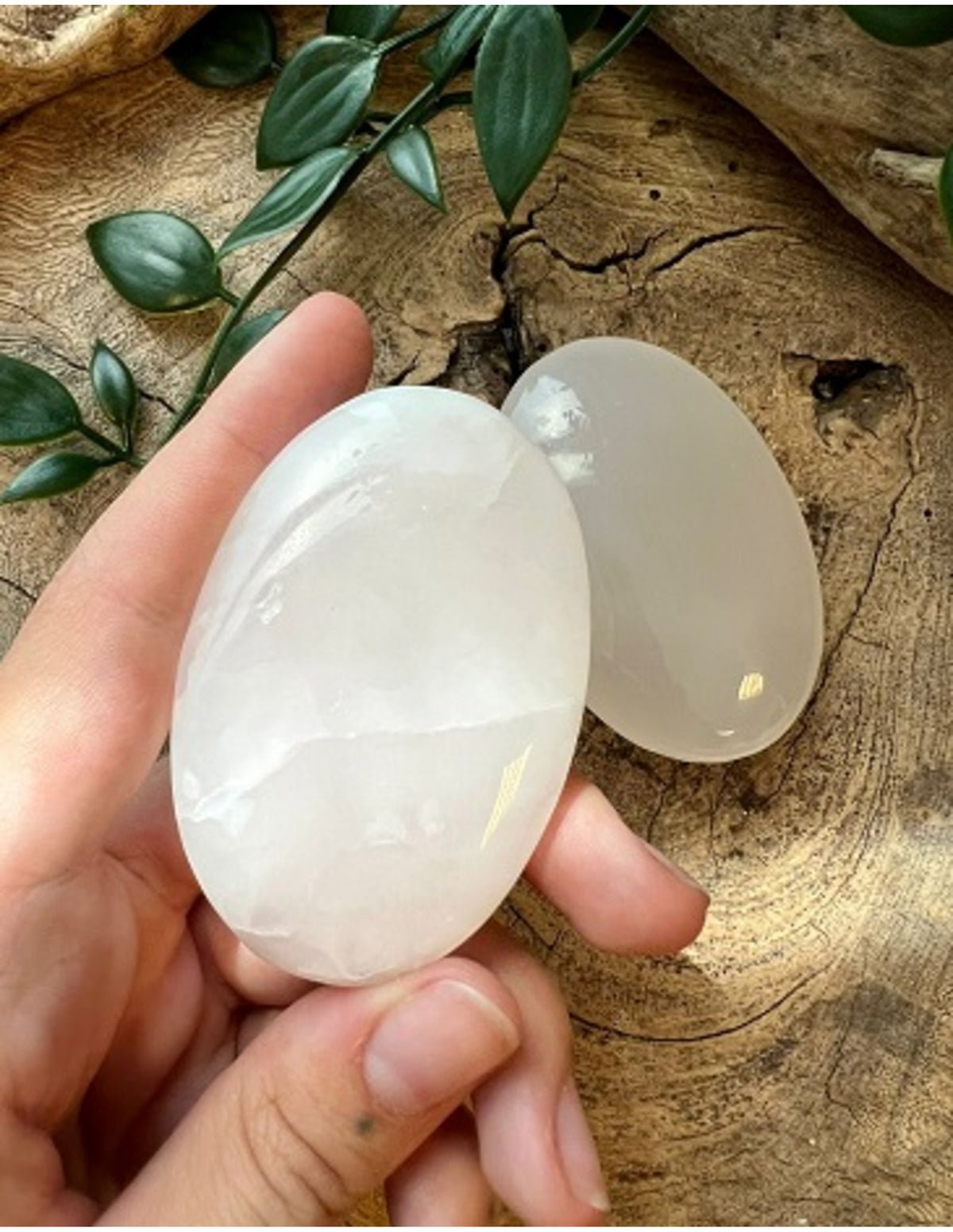 Mangankalcit palmsten, månform, rosa, 90 g