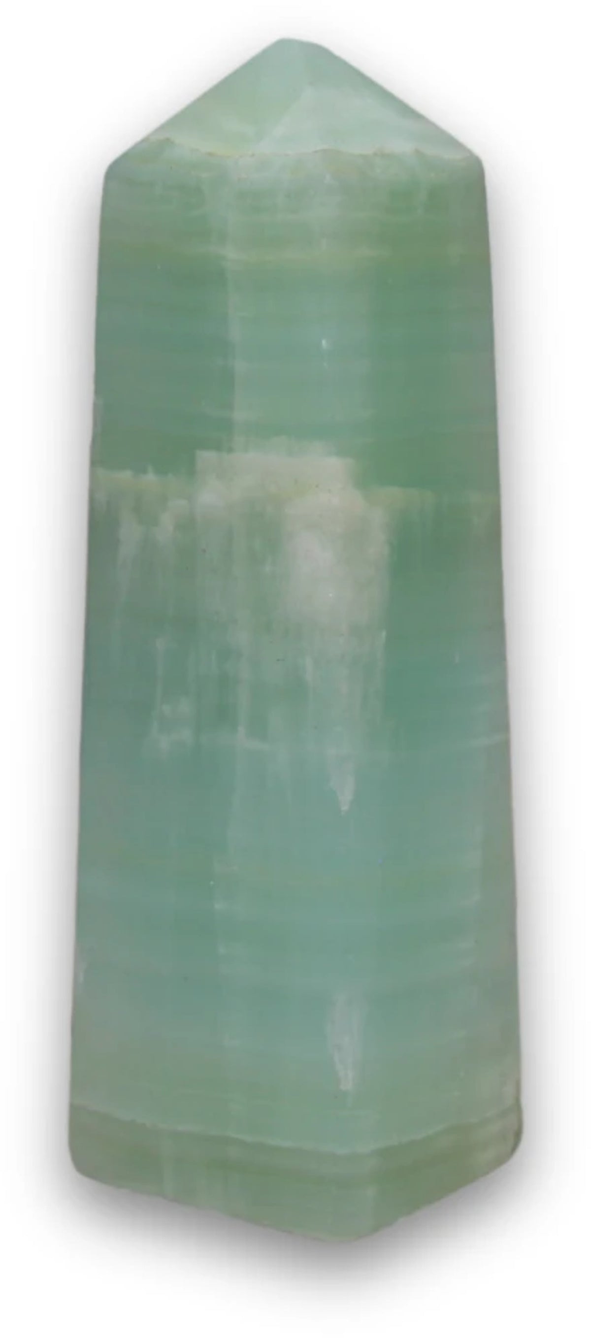 Pistagekalcit obelisk, ljusgrön, 13,2 cm, nr 08