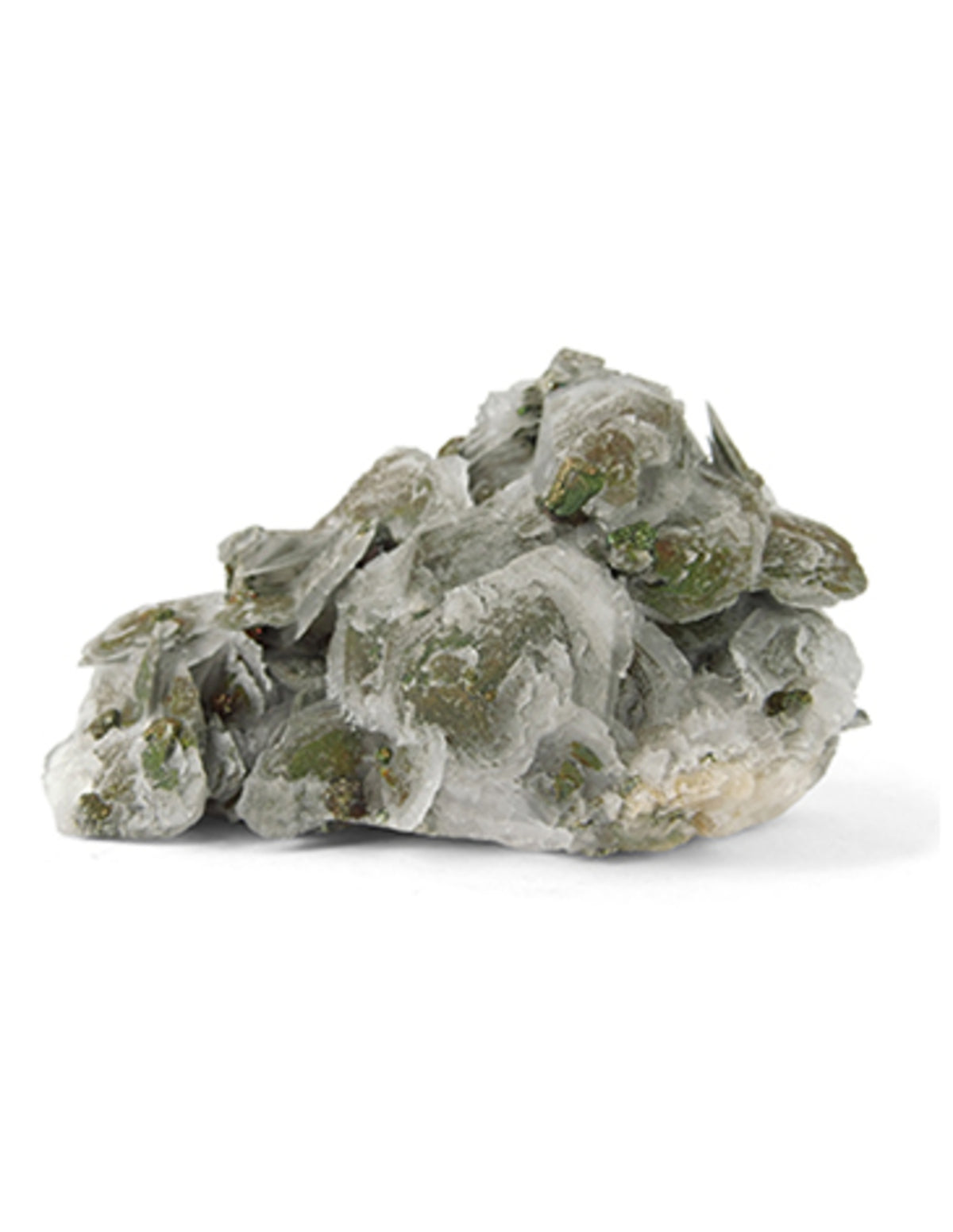 Kalcit mineralprov med pyrit, vit, Kina, nr 236