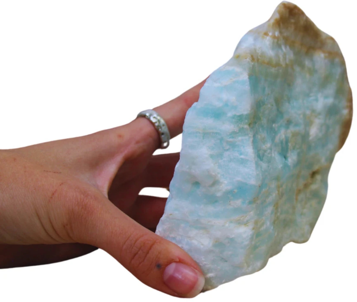 Kalcit Caribbean blue, rå, 19 x 13,5 x 6 cm, 1,49 kg, nr 4