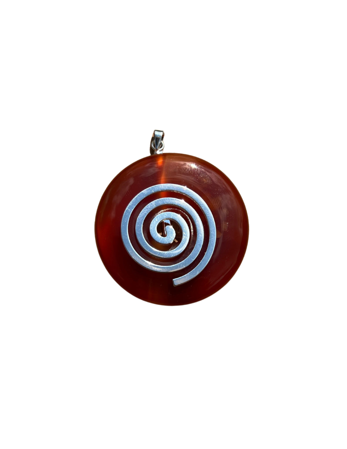 Karneol donut med levensspiral, 4 cm