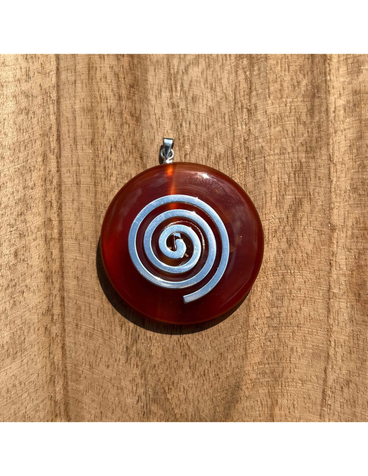 Karneol donut med levensspiral, 4 cm