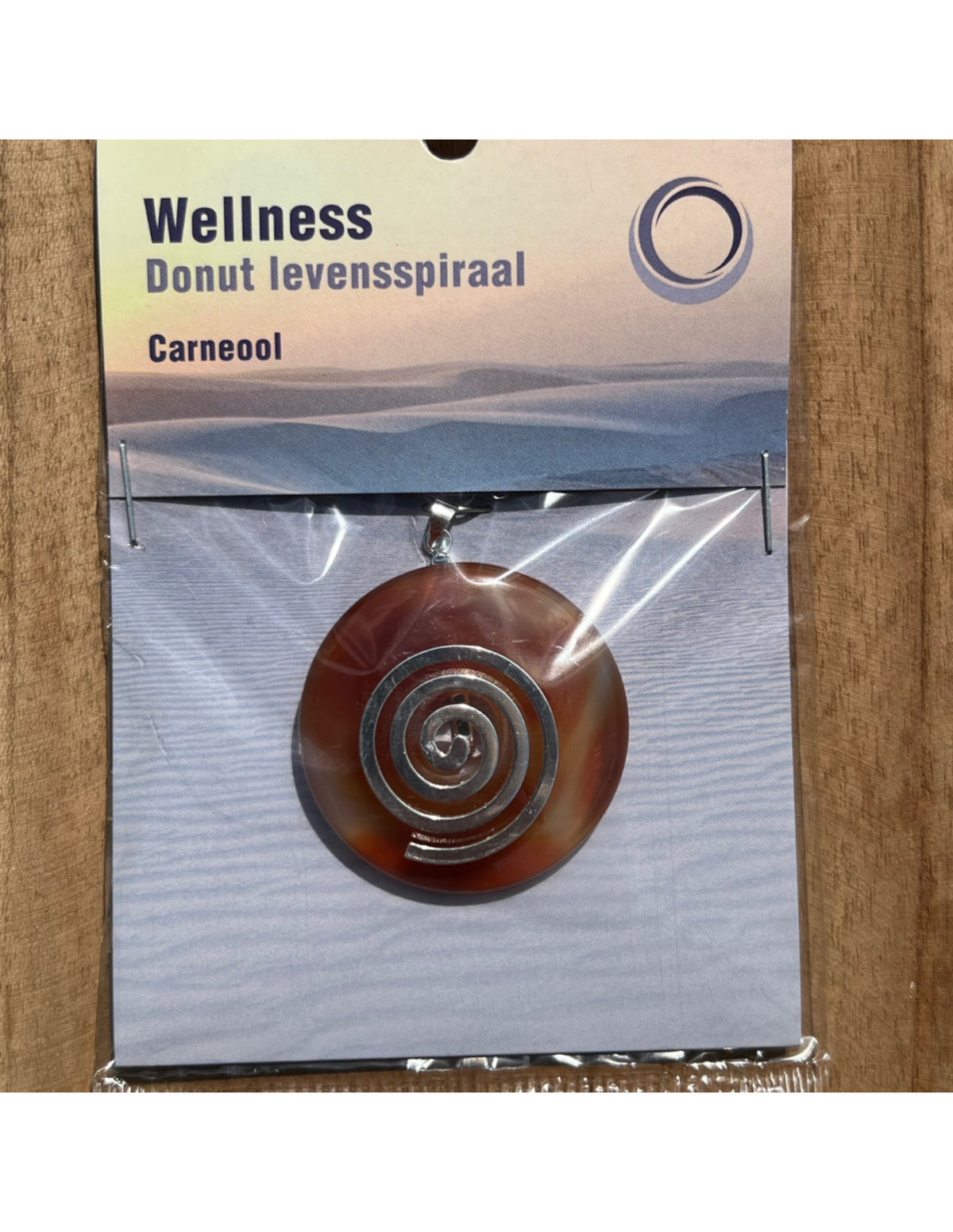 Karneol donut med levensspiral, 4 cm