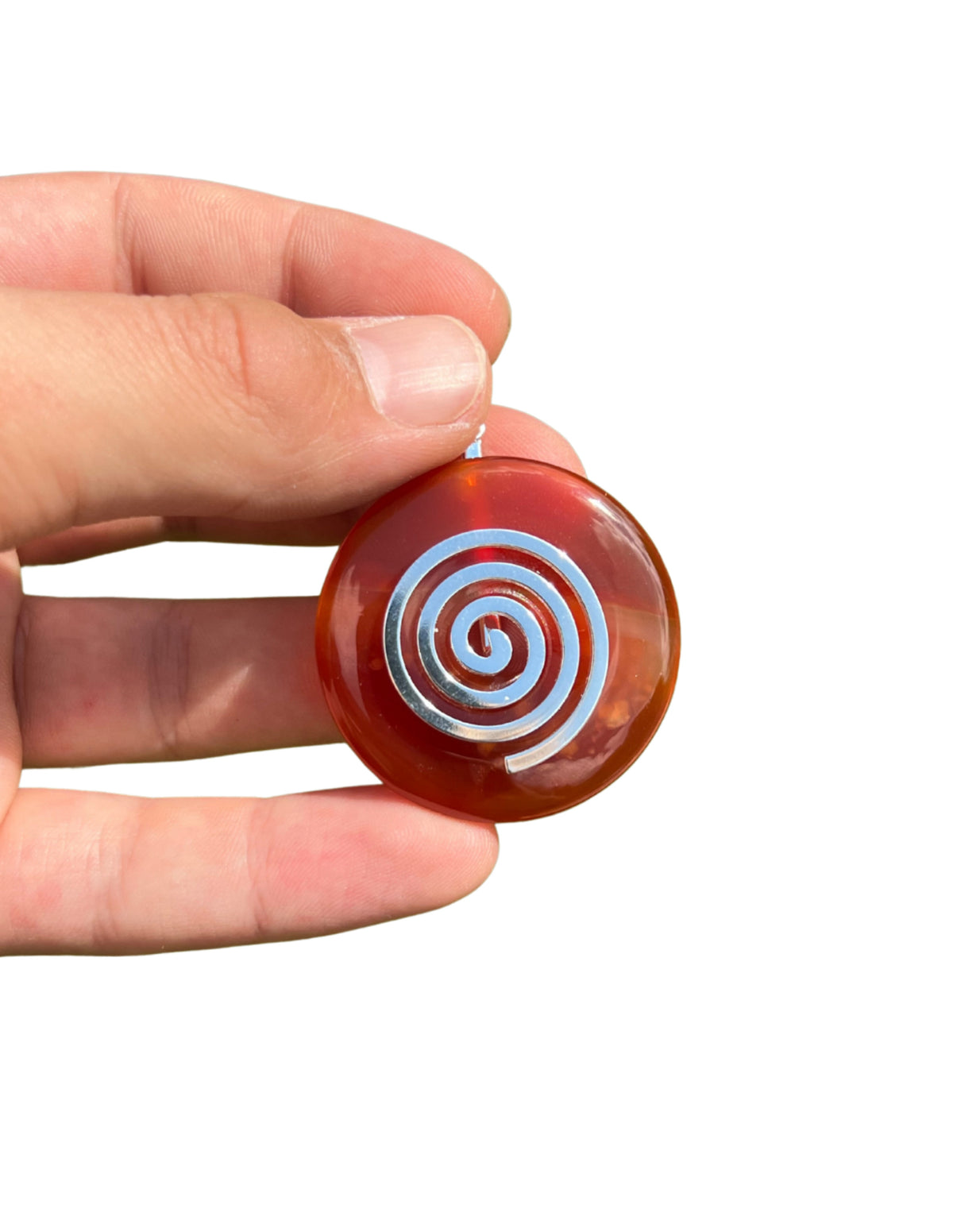 Karneol donut med levensspiral, 4 cm