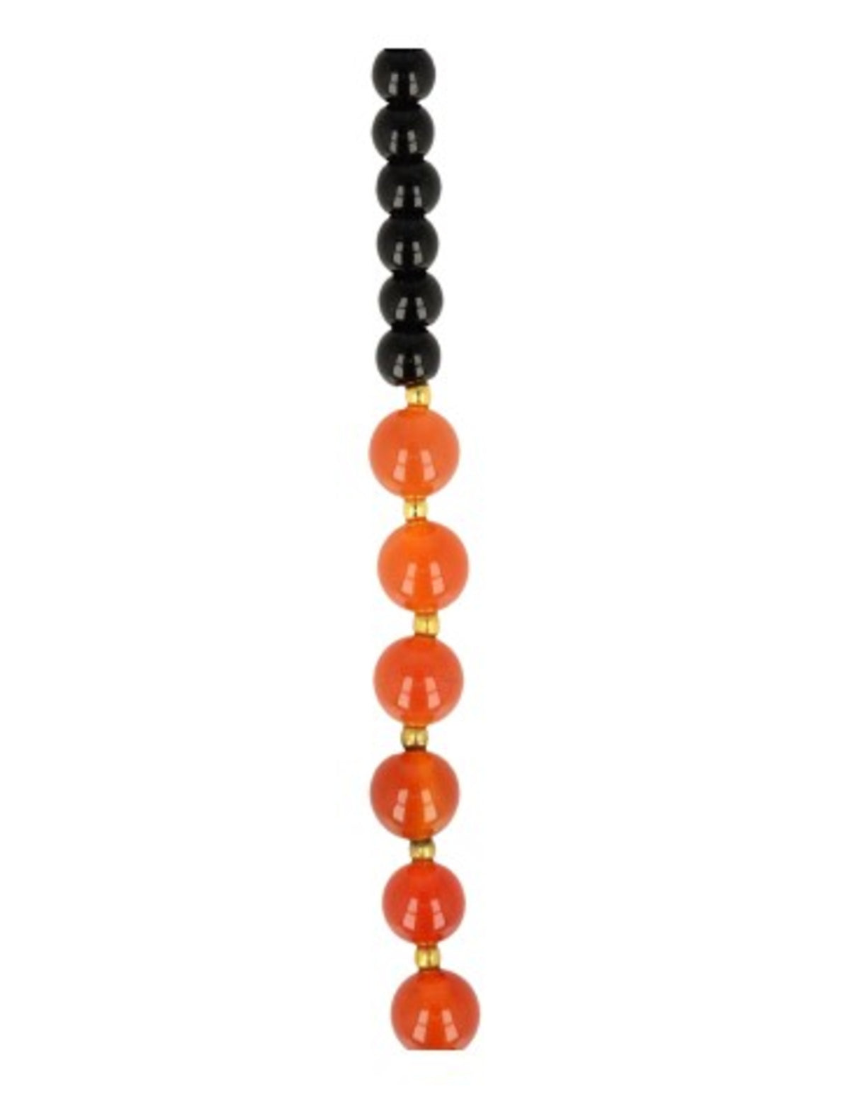 Karneol halsband med svarta glaspärlor, 44 cm, justerbart