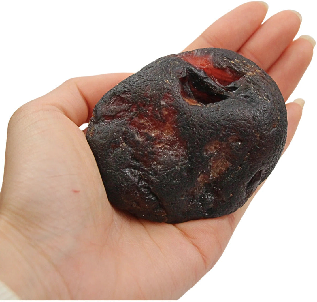 Karneol halvpolerad flodsten, 8 x 4 x 6 cm, 202 g