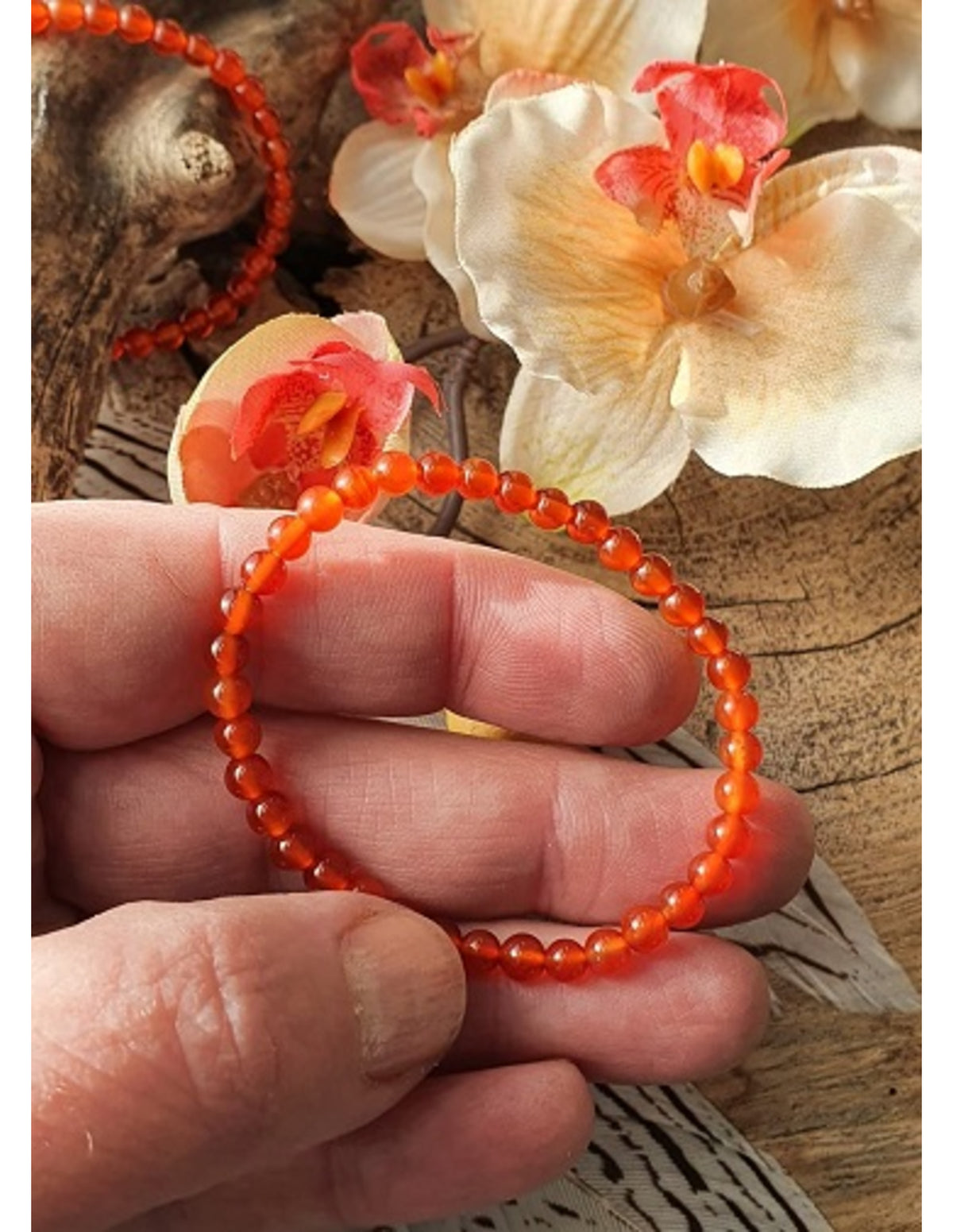 Karneol armband för barn med pärlor, 4 mm, 15 cm