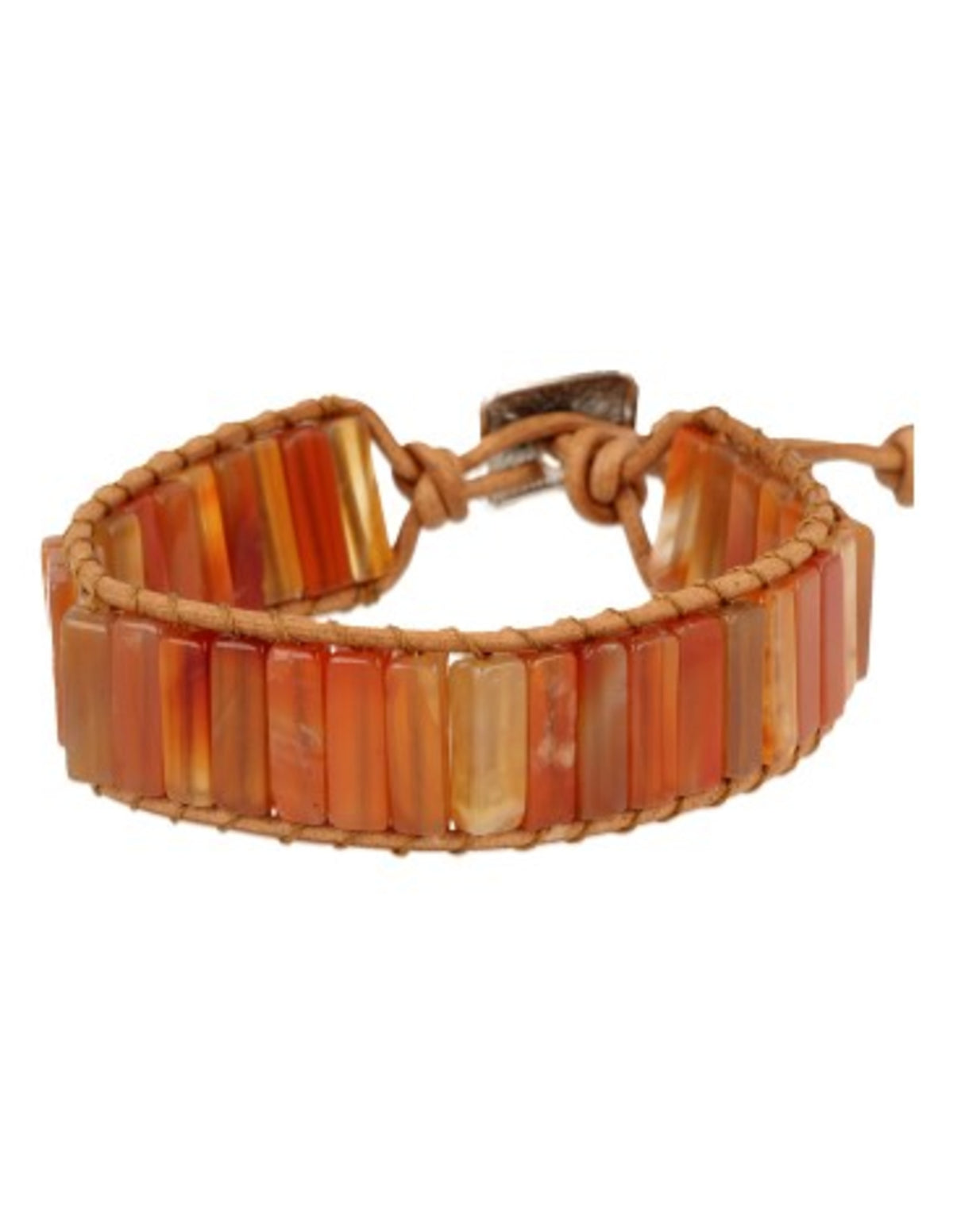 Karneol armband i läder, gipsy-stil, 20, 22 eller 25 cm